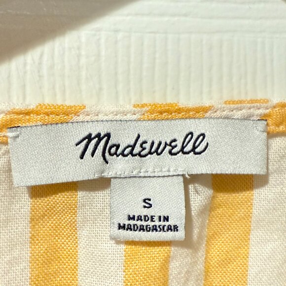 Madewell Agency Tie-Front Button Top Pompano Stripe Bayside Warm Honeysuckle SM - Picture 6 of 12